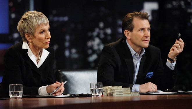 Real-estate mogul Barbara Corcoran, left, and serial entrepreneur Robert Herjavec give their assessments of entrepreneurs' ideas on ABC-TV's "Shark Tank" and even invest in some ventures.