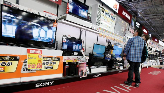 A Sony TV display at a Tokyo electronics store   May 9, 2013.