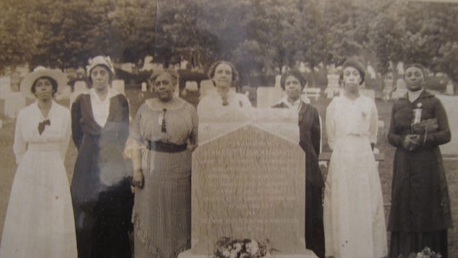 A photo of an image taken at Harriet Tubman's funeral. Th abolitionist died in 1913 at the age of 93.