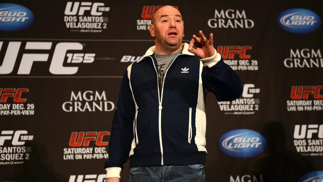 UFC president Dana White gestures during a press conference Thursday for UFC 155 at the MGM Grand Garden Arena.