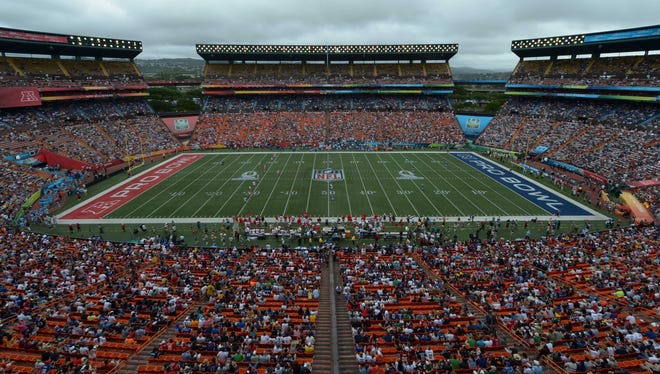 General view of the opening kickoff of the 2013 Pro Bowl at Aloha Stadium. The NFC defeated the AFC 62-35.