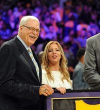 Apr 2, 2013; Los Angeles, CA, USA;   Jeannie Buss stands with Los Angeles Lakers former player Shaquille O'Neal as his jersey is retired during a half time ceremony during the game against the Dallas Mavericks at the Staples Center. Mandatory Credit: Jayne Kamin-Oncea-USA TODAY Sports ORG XMIT: USATSI-97188 ORIG FILE ID:  20130402_ajl_aj4_323.jpg