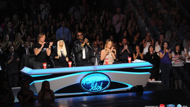 AMERICAN IDOL: L-R: Judges Keith Urban, Nicki Minaj, Randy Jackson and Mariah Carey on AMERICAN IDOL.