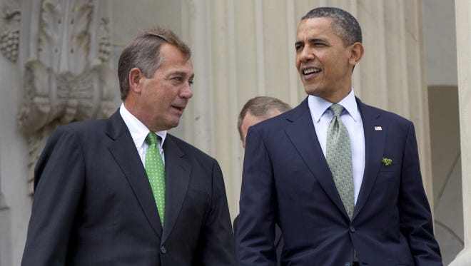 House Speaker John Boehner and President Obama at the Capitol on March 20.