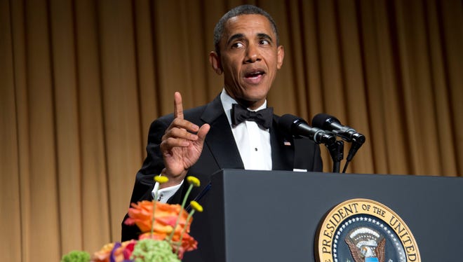 President Obama at the White House Correspondents Association dinner on April 27.