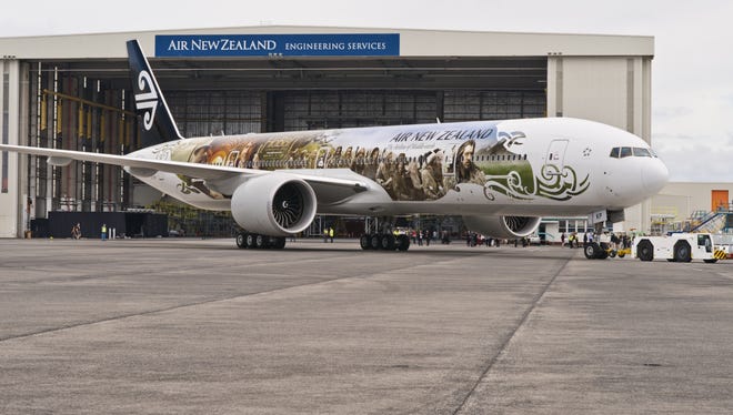 Air New Zealand's "Hobbit-themed" Boeing 777 aircraft.