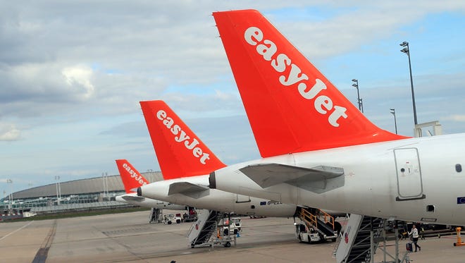 This photo from April 29, 2013, shows Airbus A 320 jets of easyJet at Paris' Charles de Gaulle airport.