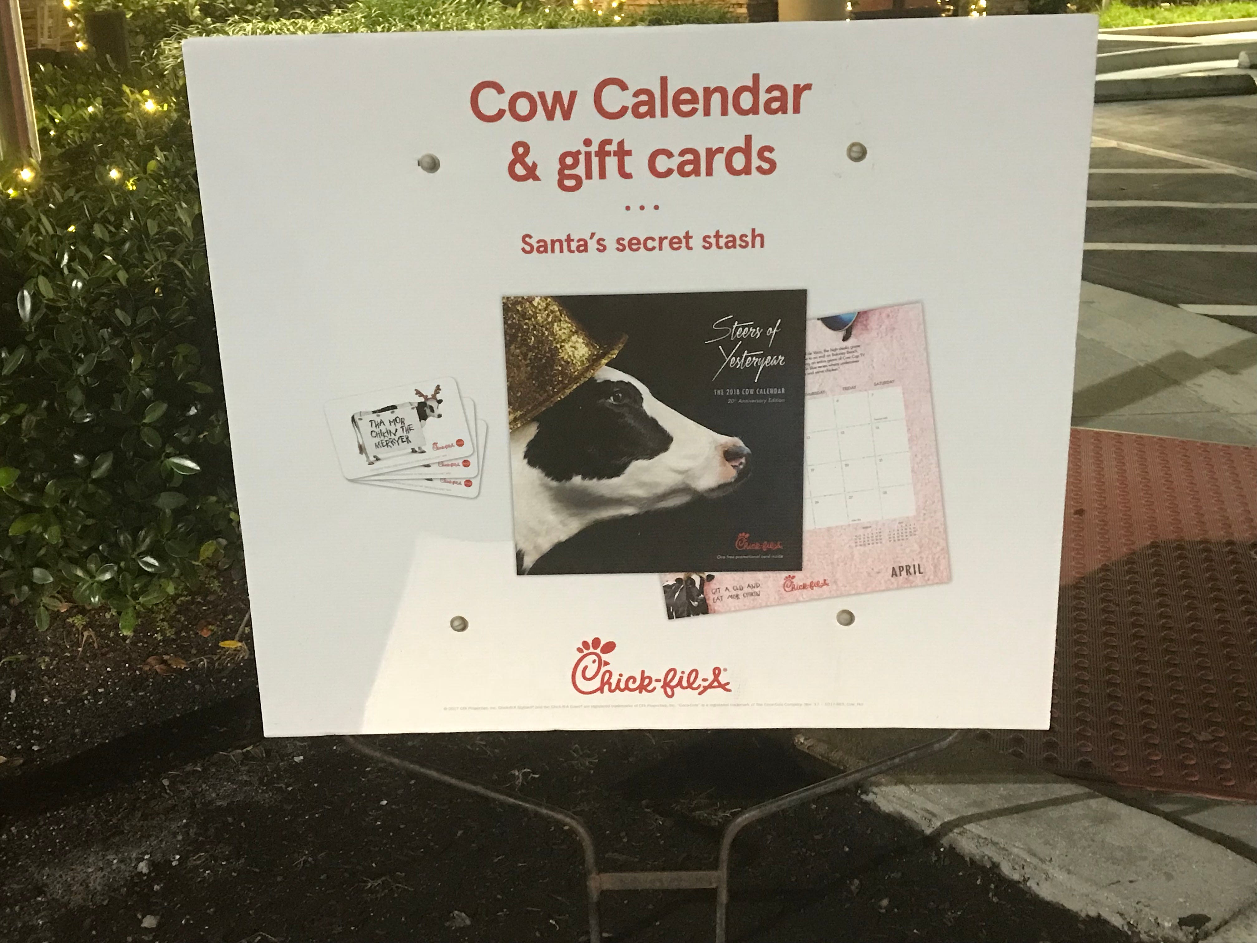 Chick-Fil-A Ending Popular Cow Calendar At End Of Year
