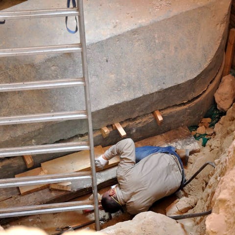 A handout photo made available by the Egyptian...