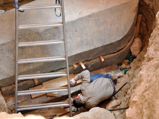 Image result for Egyptian Officials Open Black Sarcophagus, Find 3 Skeletons Inside