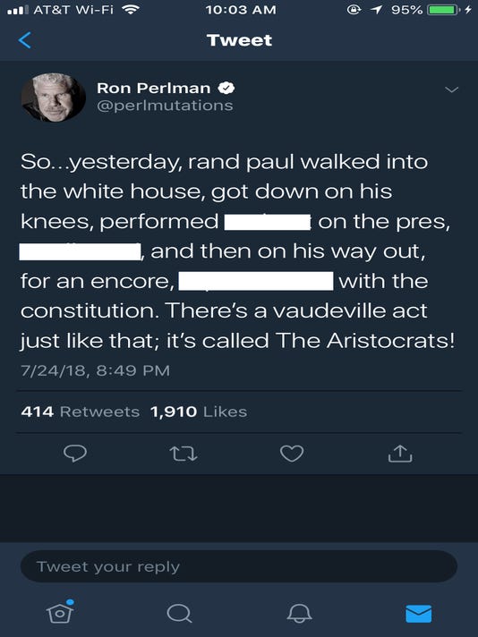 Ron Perlman Tweets That Rand Paul And Trump Had Oral Sex