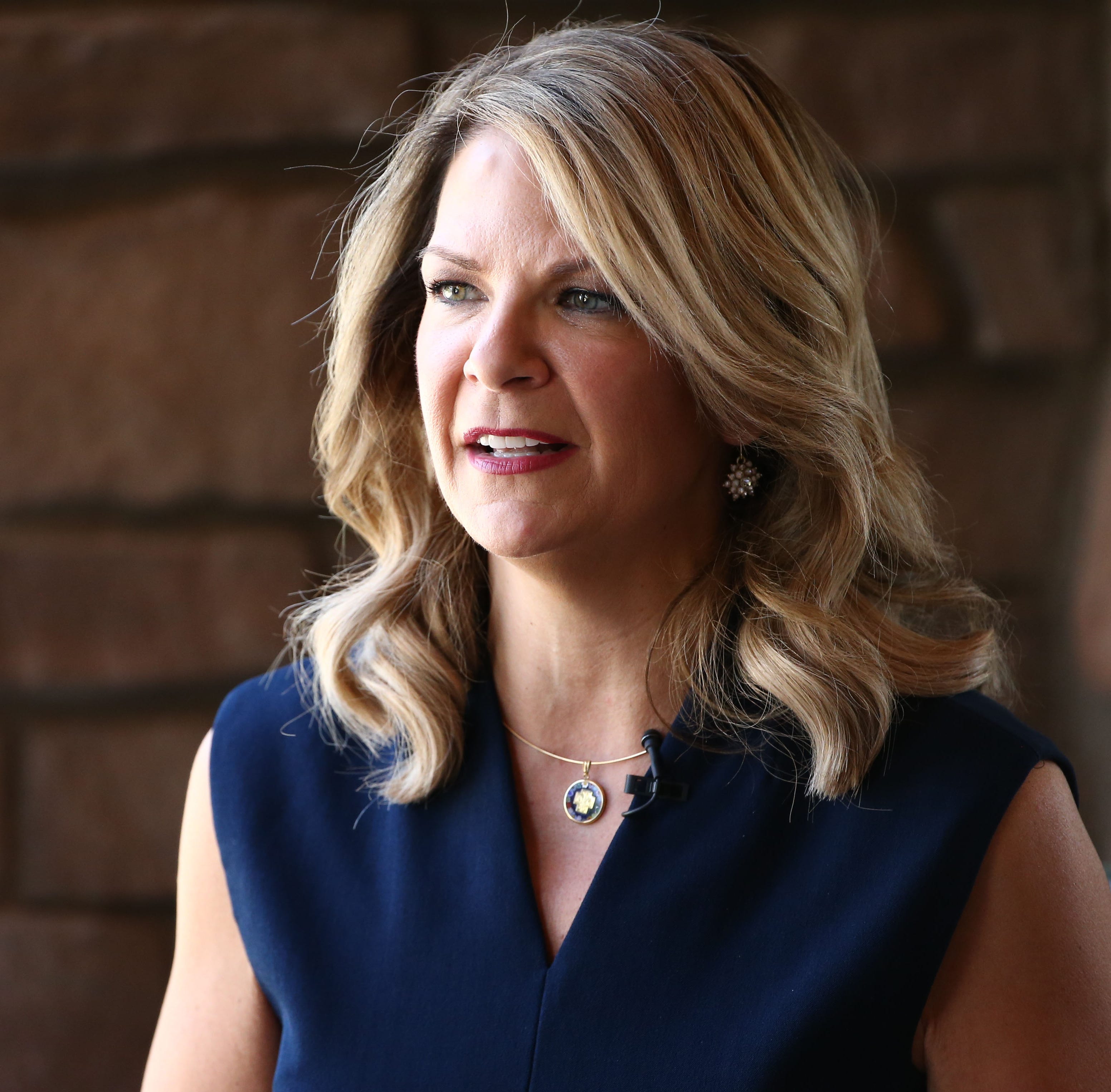 U.S. Senate candidate Kelli Ward is interviewed at the Palo Verde Republican Women's luncheon on July 18, 2018, in Scottsdale.