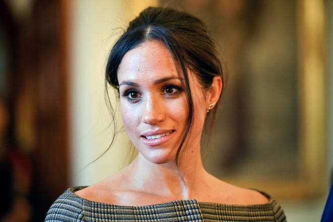 Meghan Markle inside the Drawing Room during a visit to Cardiff Castle, Wales, Jan. 18, 2018.