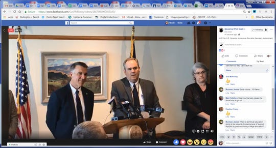 Governor Scott stands with his newly named Sec. of Education Dan French.