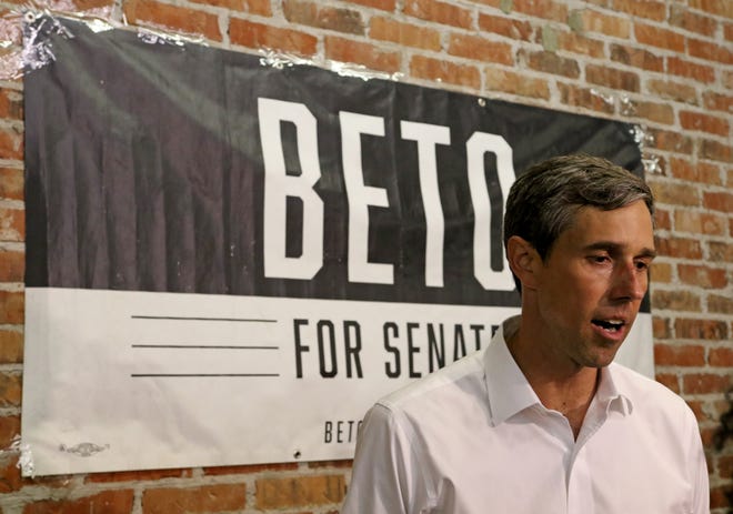 U.S. Rep. Beto O’Rourke is interviewed after his town hall at the Stone Palace Wednesday, Aug. 1, 2018, as part of O'Rourke's 34-day grassroots drive across Texas.