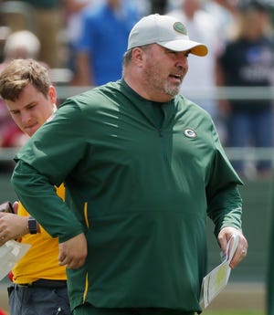 Green Bay Packers head coach Mike McCarthy watches during training camp practice at Ray Nitschke Field on Friday, August 3, 2018 in Ashwaubenon, Wis.
Adam Wesley/USA TODAY NETWORK-Wisconsin