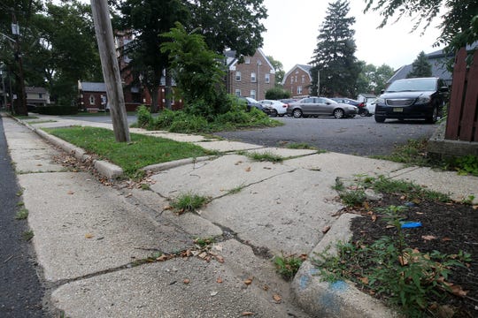 The pictured driveway once lead to the first house Springsteen lived in at 87 Randolph Street., which is one of the three homes Bruce Springsteen grew up in, in Freehold, NJ Tuesday August 7, 2018. 