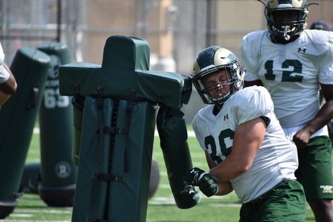 Linebacker Zach Schlager, shown during a 2018 practice, has left CSU's football program and plans to walk-on at Nebraska, his father said Tuesday. Schlager, who is from McCook, Nebraska, played in four games for the Rams last season while redshirting as a true freshman.