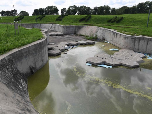 Standing water in the whitewater kayaking stadium.