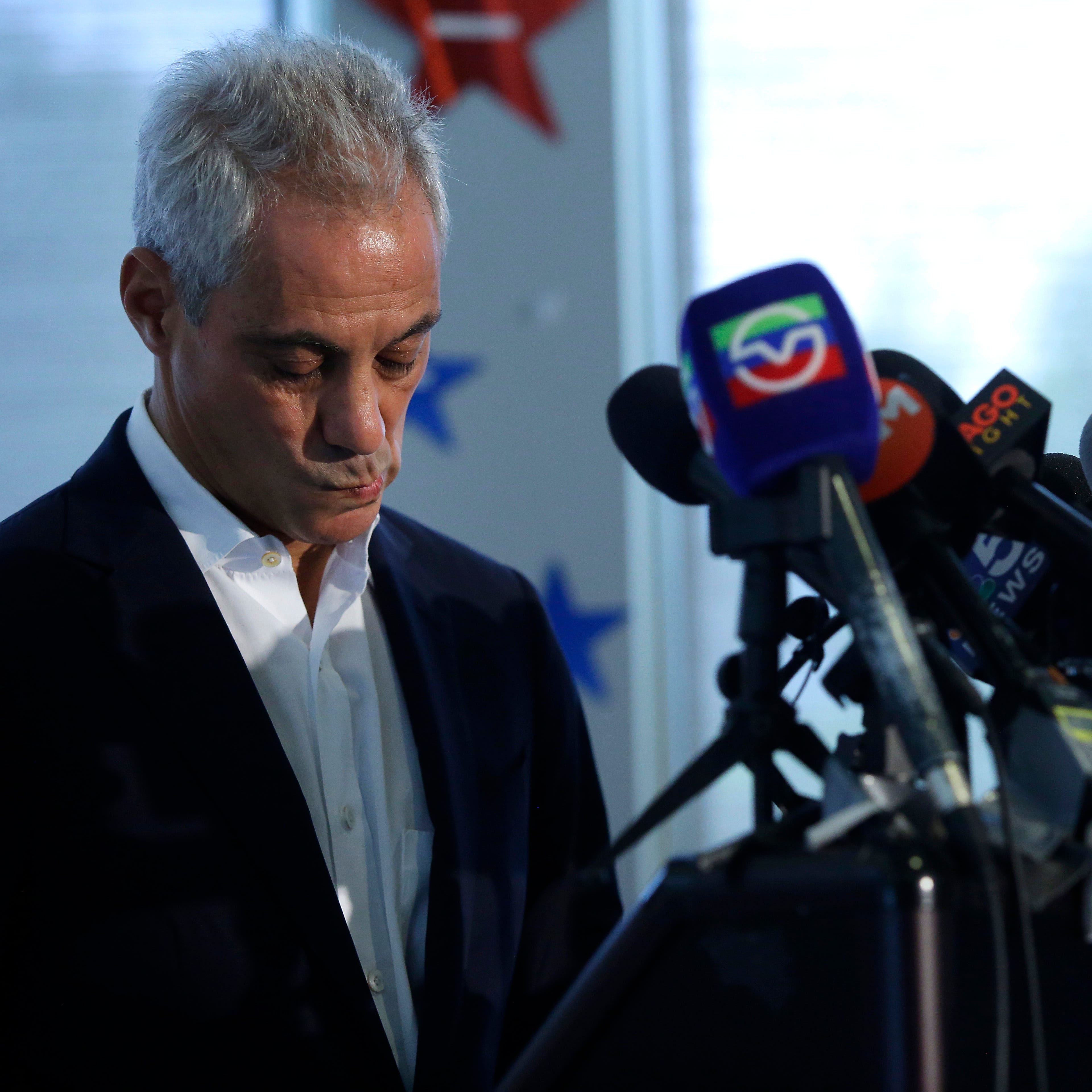 Chicago Mayor Rahm Emanuel pauses after speaking about Chicago's weekend of gun violence during a news conference at the Chicago Police Department 6th District station, Monday, Aug. 6, 2018 in Chicago, IL. Chicago experienced one of it's most violent