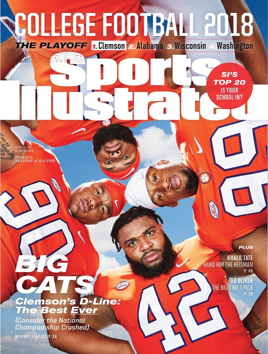 Clemson Football Team Power Rangers On Sports Illustrated Cover