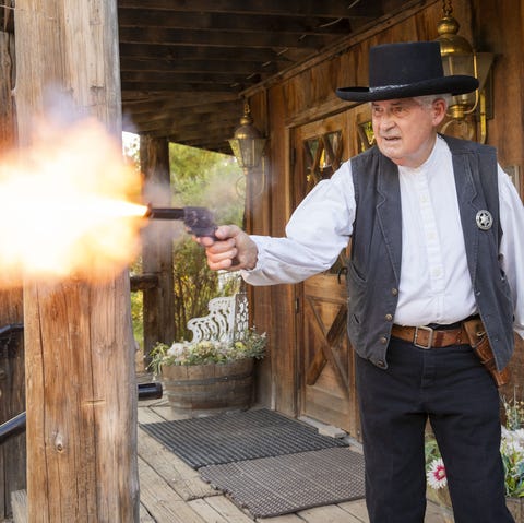 Longtime gunfighter Bob Charnes photographed at...
