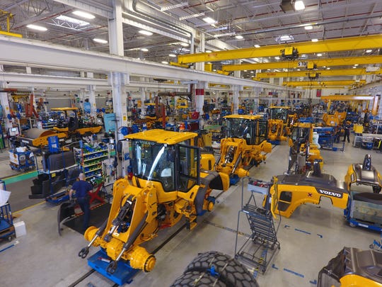 Wheel loaders are assembled at the Volvo Construction Equipment plant in Shippensburg.