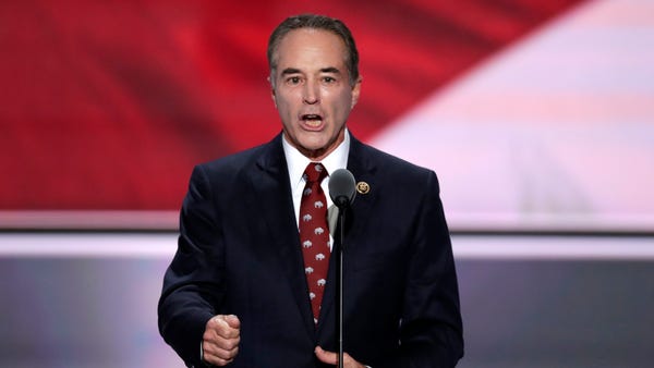 In this July 19, 2016 file photo, Rep. Chris Collins, R-NY. speaks in Cleveland. Collins was indicted on charges that he used inside information about a biotechnology company to make illicit stock trades.