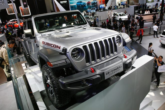 A Jeep Wrangler Rubicon Limited is presented during Auto China 2018 motor show in Beijing, China in April 2018. 