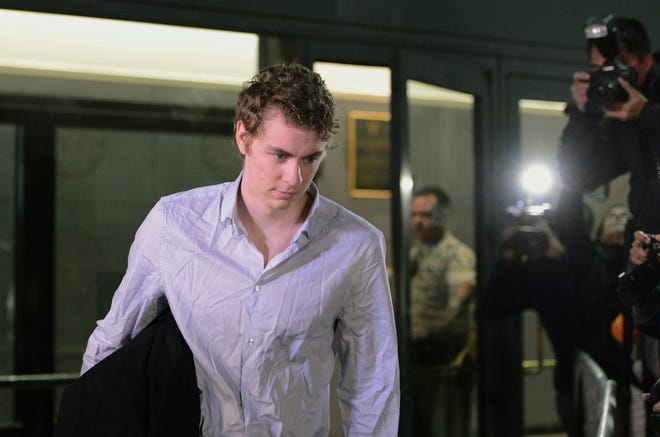 In this Sept. 2, 2016, file photo, Brock Turner leaves the Santa Clara County Main Jail in San Jose. An appeals court has rejected the former Stanford University swimmer's bid for a new trial and upheld his sexual assault conviction. The three judge panel of the 6th District Court of Appeal ruled unanimously Wednesday, Aug. 8, 2018, that Brock Turner received a fair trial.