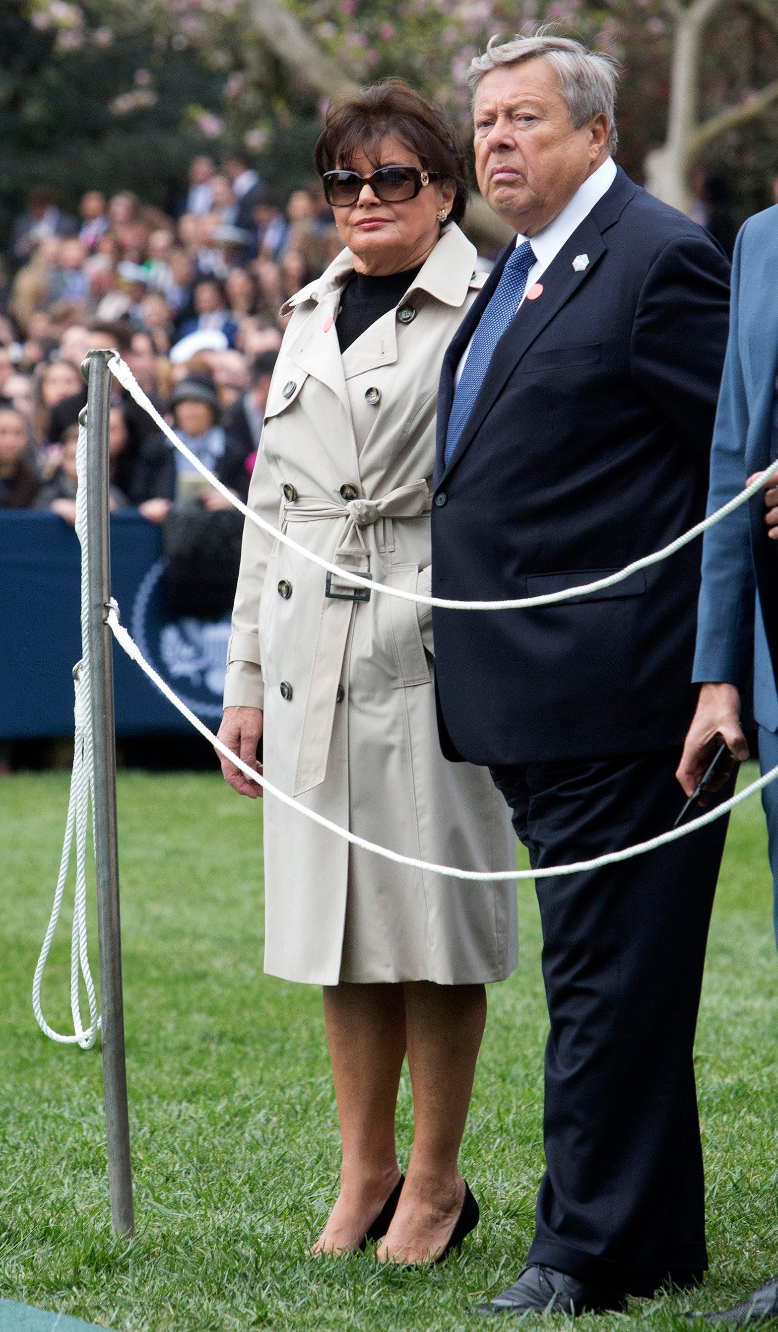 Amalija Knavs nd Viktor Knavs, parents of first lady Melania Trump, were at the White House welcome ceremony for French President Emmanuel Macron on April 24, 2018.