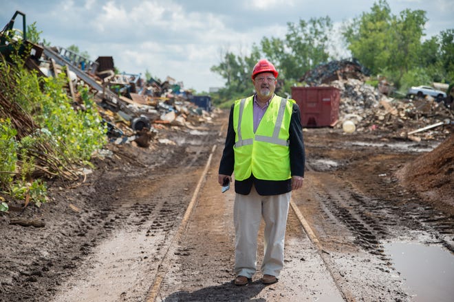 Robert Kimmel, President of Kimmel Scrap Iron & Metal Co., is concerned about how tariffs -- and changing commodity prices -- will impact his family business in Detroit. Kimmel is at the company's scrap yard in Detroit on Aug. 8, 2018.