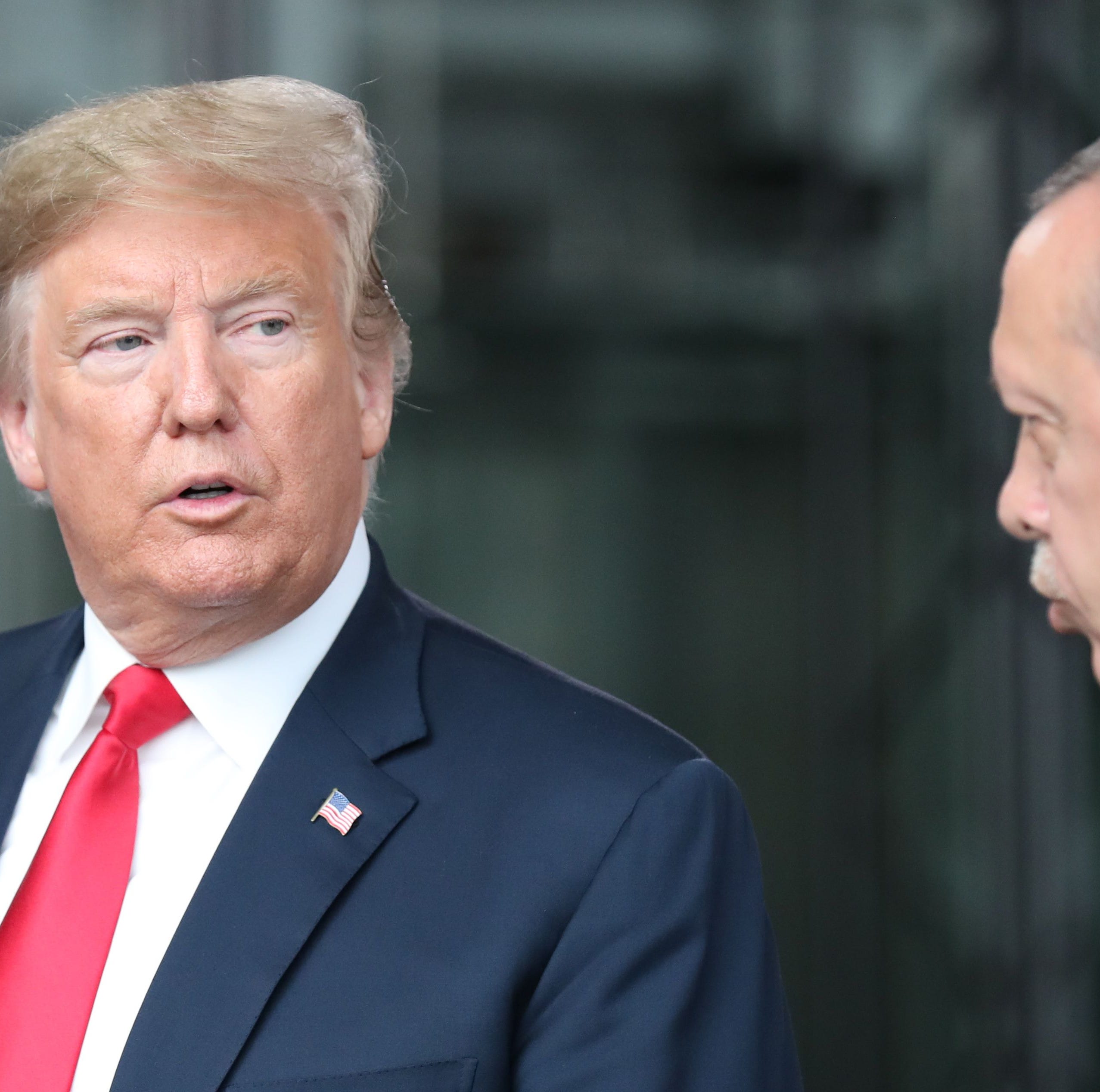 President Donald Trump and Turkey President Recep Tayyip Erdogan at last month's NATO conference in Brussels.