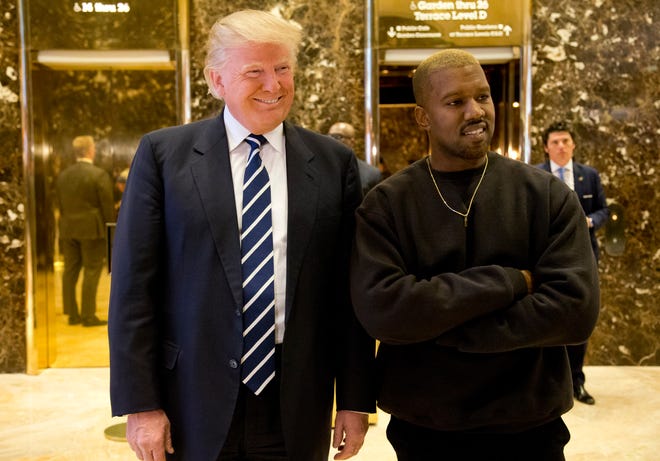 Kanye West, with President Trump in 2016, talked about our nation's leader on "Jimmy Kimmel Live!" Thursday.
