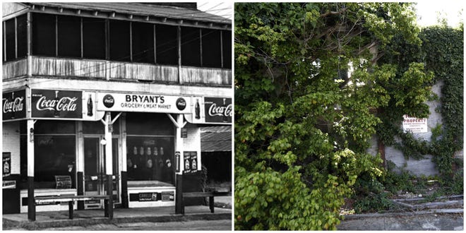 Bryant's Grocery & Meat Market in Money can be seen, first in 1955, and now today, where vines and weeds have overtaken the crumbling store where Emmett Till was reported to have wolf-whistled at Carolyn Bryant. Some are interested in turning the old store into a civil rights museum, but the owners are still holding out for $4 million.