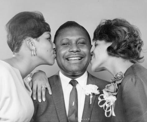 The Rev. C. L. Franklin wilth his daughters Aretha and Carolyn. May 18, 1965 photo by Ed Haun/Detroit Free Press (Via OlyDrop)