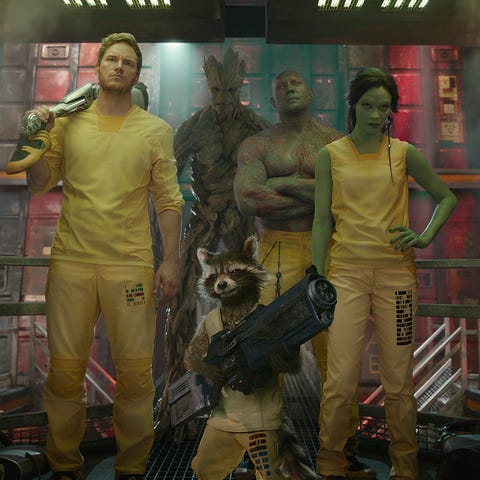 Star-Lord (Chris Pratt, from left), Groot (voiced 