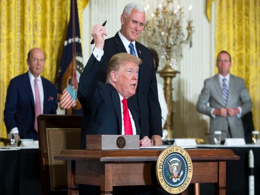 On Aug. 14, 2018, Trump signed an executive order to establish a Space Force, with Vice President Mike Pence.