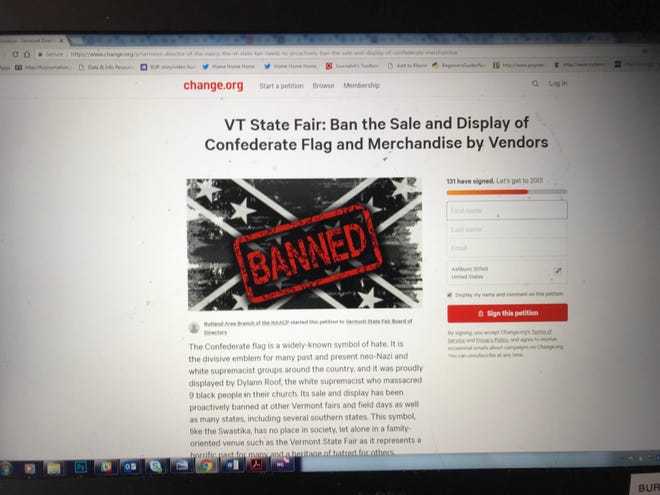 A Change.org petition is asking for the Vermont State Fair to ban the sale and display of Confederate flag merchandise