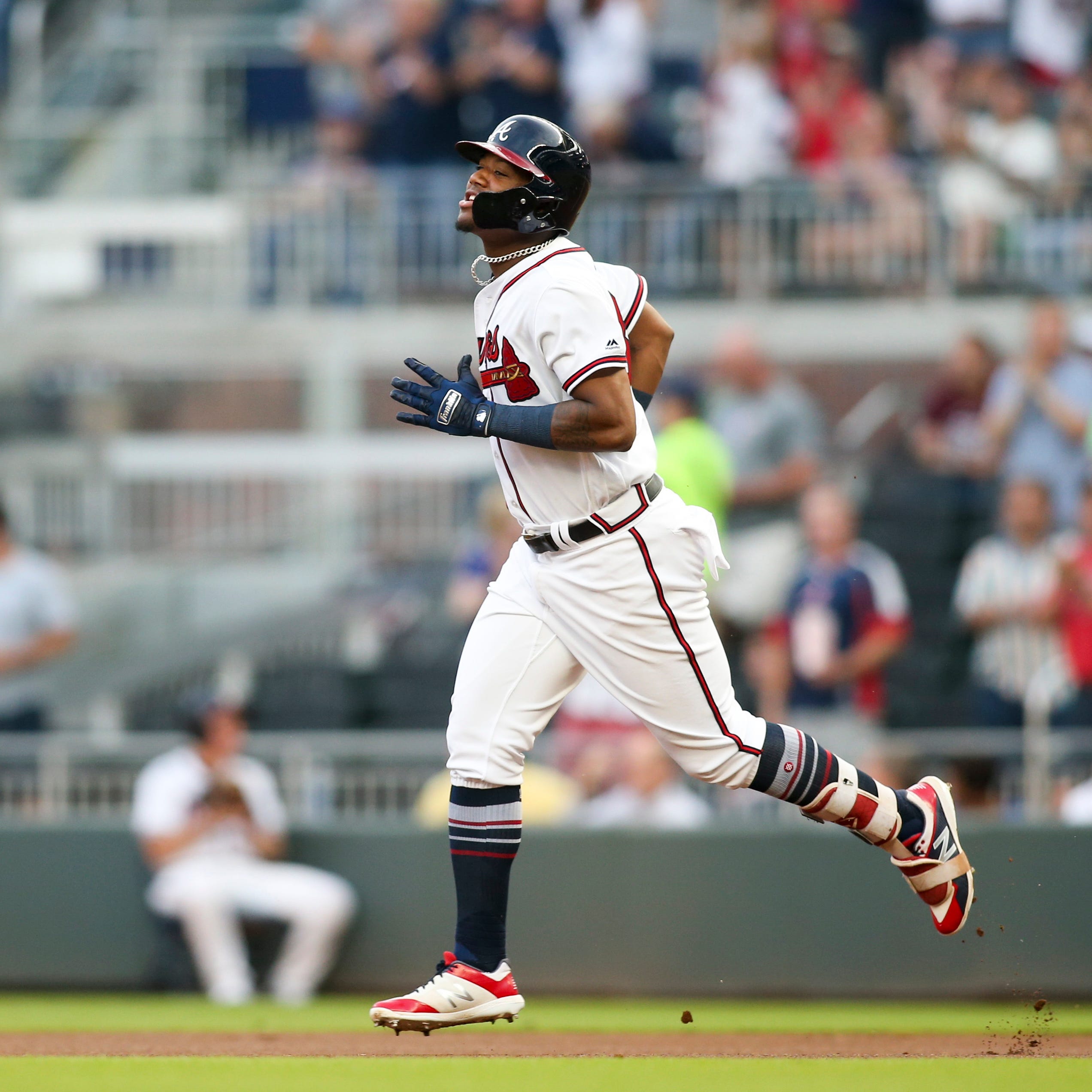 Braves outfielder Ronald Acuna Jr. circles the bases after hitting yet another leadoff home run.
