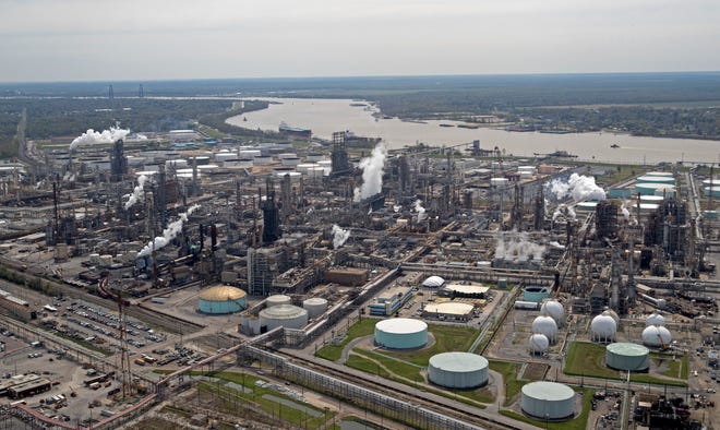 The Shell oil refinery along the Mississippi River in Norco.