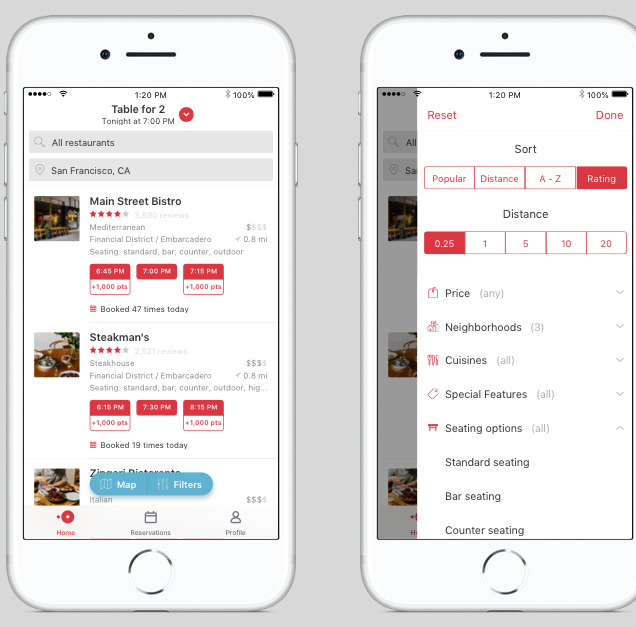 OpenTable has introduced Seating Options, which lets diners choose where they will sit at a restaurant.