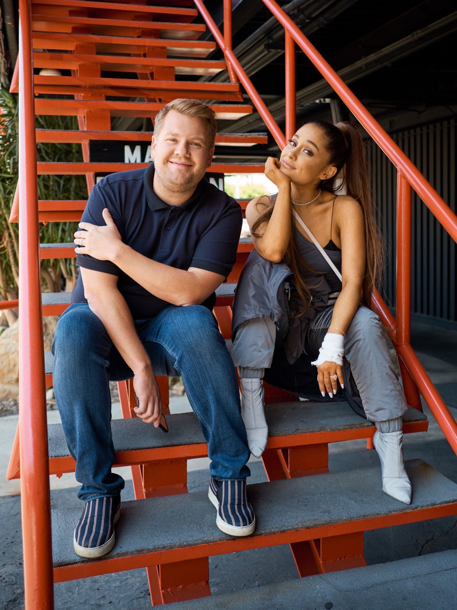 Ariana Grande Carried By James Corden During Carpool