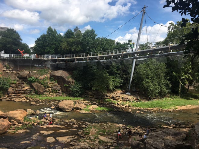 The Liberty Bridge in Falls Park is closed for maintenance until mid-September.