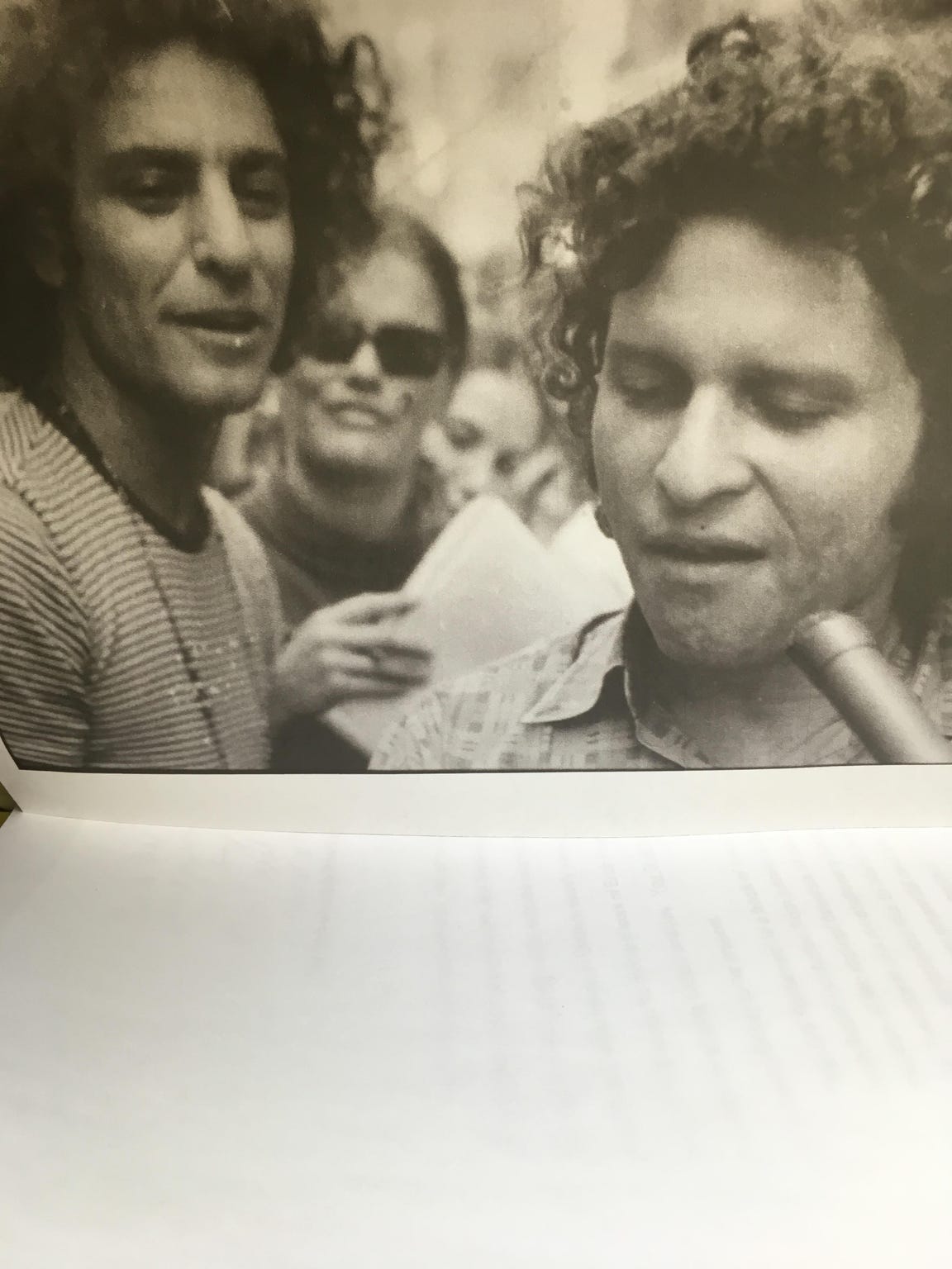 Abbie Hoffman (left) and Paul Krassner address a crowd at the 1968 Chicago Democratic National Convention.