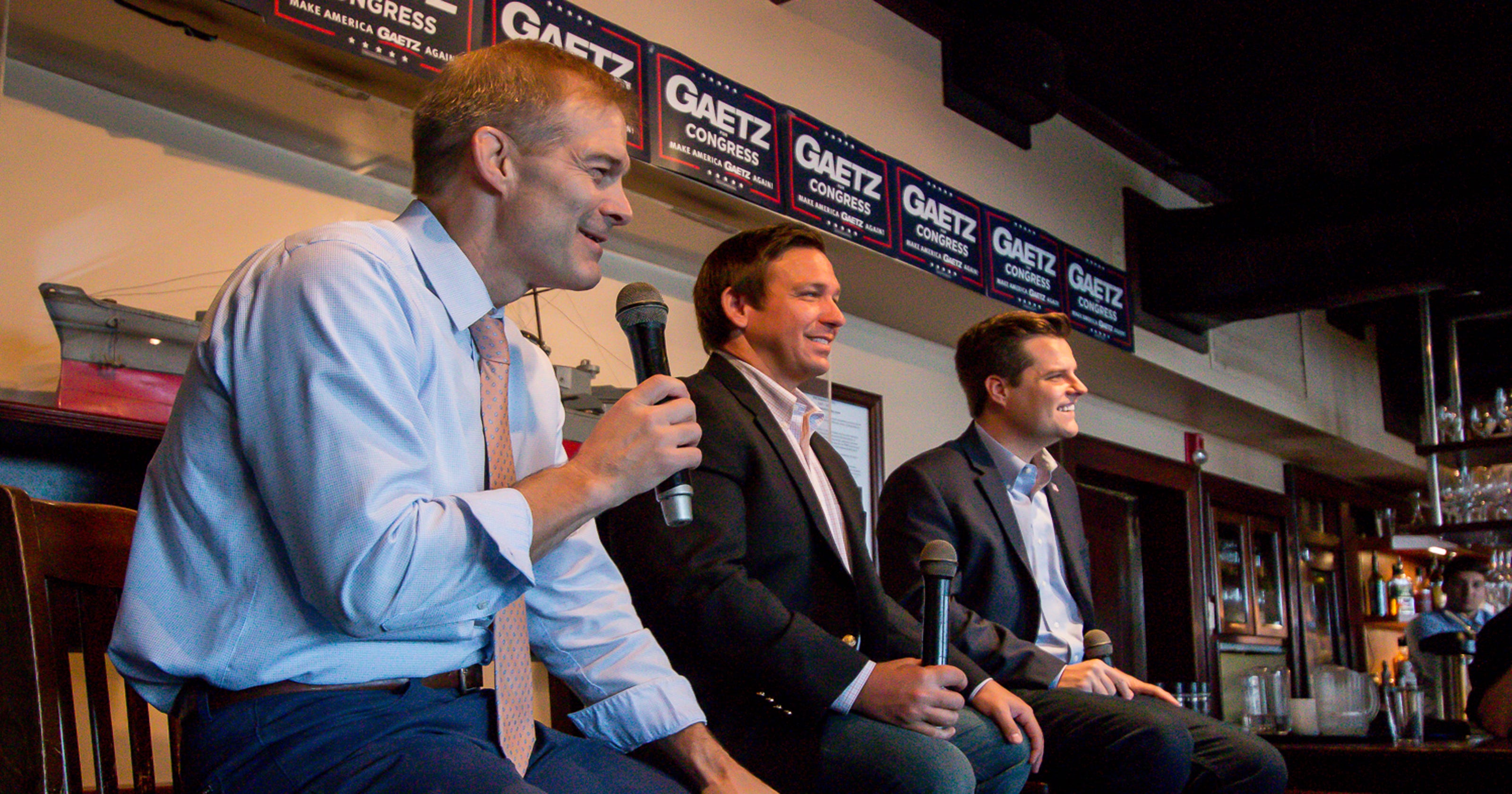 Ron DeSantis, Matt Gaetz campaign with Jim Jordan in Pensacola2998 x 1680