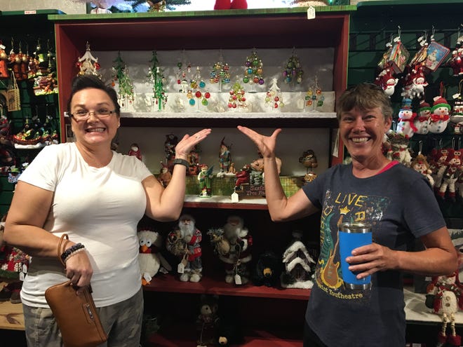 Dana and Theresa were pleased with themselves for luring me into a shop in Jerome that sells Christmas items all year round.