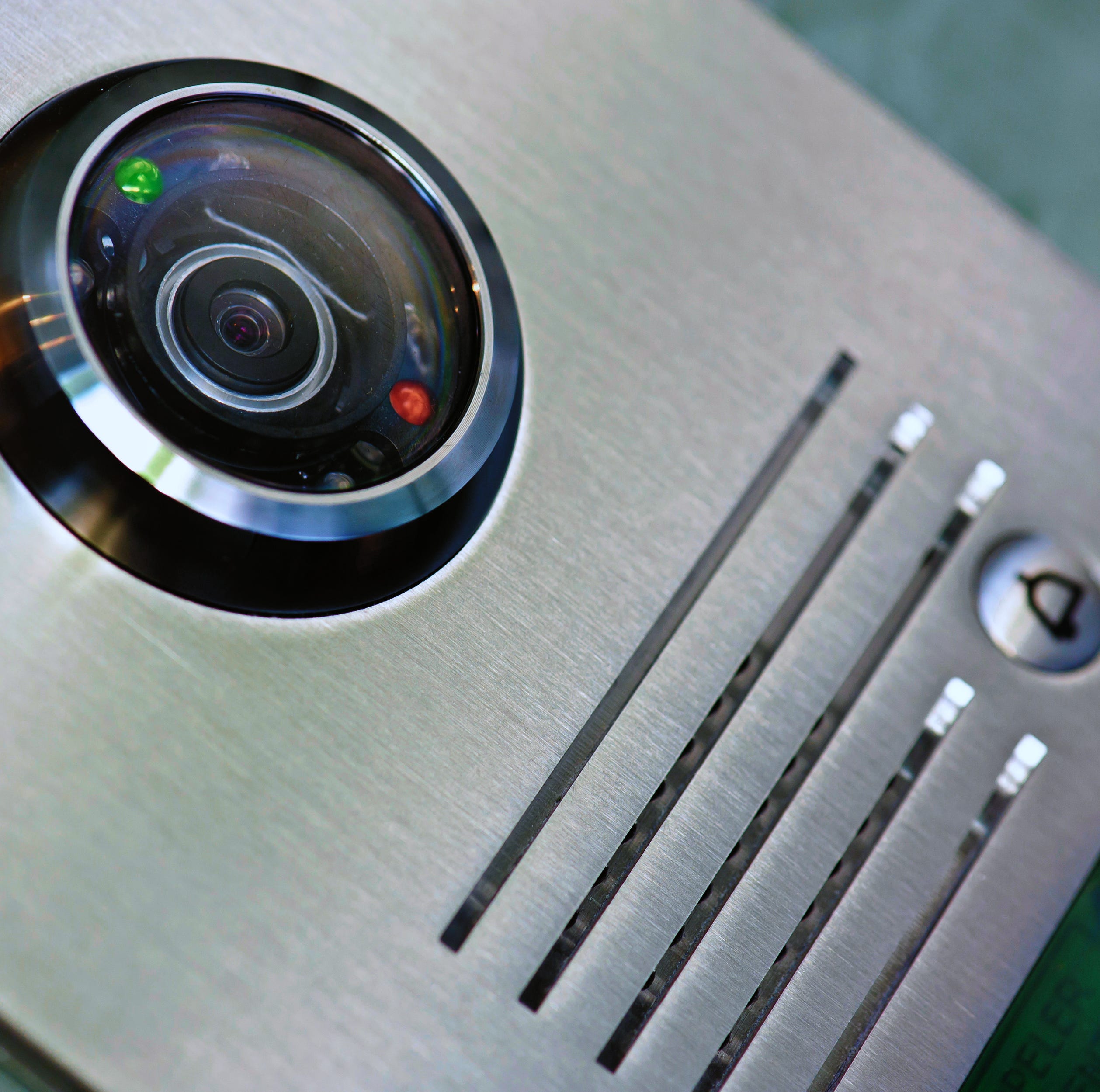 Video camera intercom in the entry of a house.