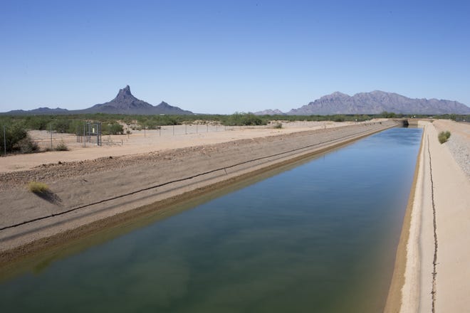 The Central Arizona Project Canal flows through Pinal County, near Picacho Peak.