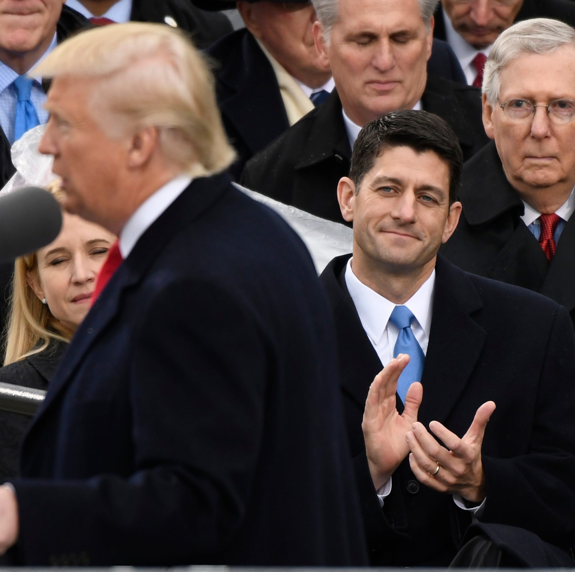 From left, President Donald Trump, House Speaker Paul Ryan and Senate Majority Leader Mitch McConnell at the inauguration in 2017.